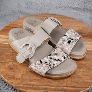 SOFFT SF0064908 AMALFI SNAKE EMBOSSED SLIP-ON LEATHER SLIDE SANDALS 8 $110